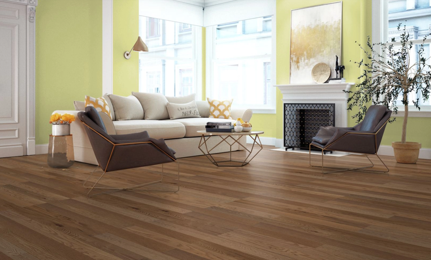 Red oak hardwood flooring in a residential interior
