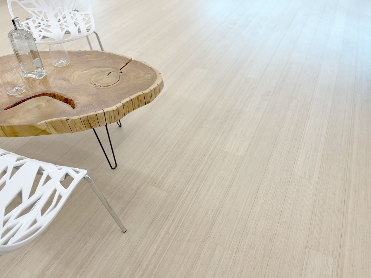 Bamboo flooring in a modern dining room